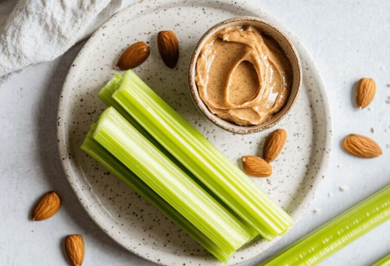 Almond Butter with Celery Sticks - best bedtime snacks for Gestational diabetes