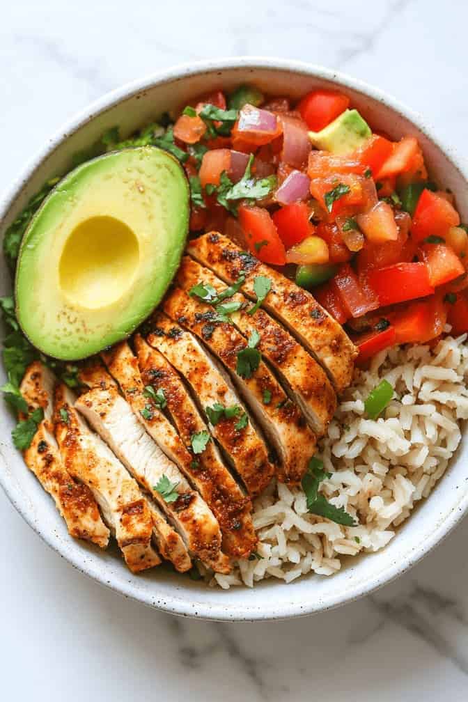 Chicken Fajita Bowl - easy dinner recipes for gestational diabetes