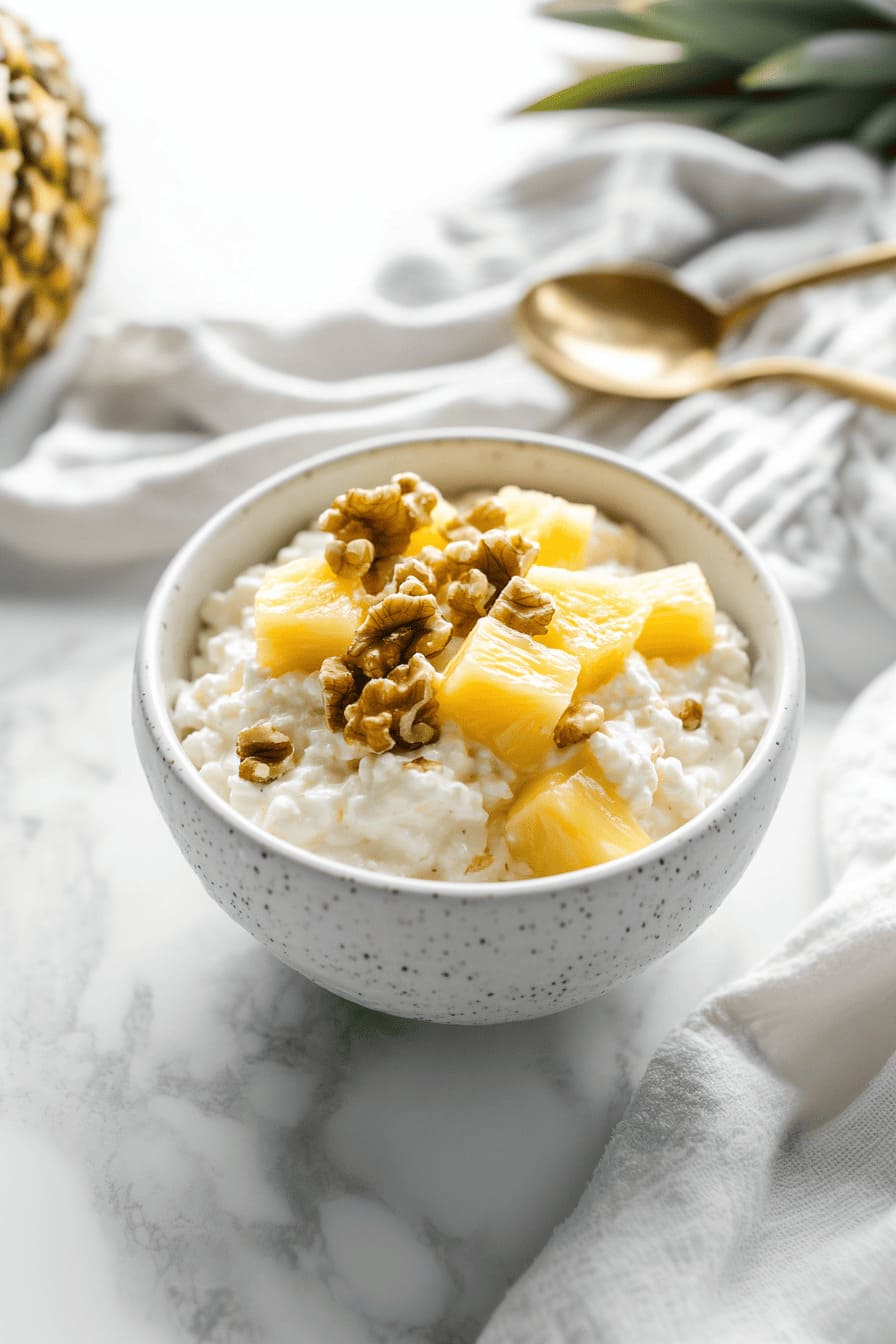 Cottage Cheese with Pineapple and Walnuts