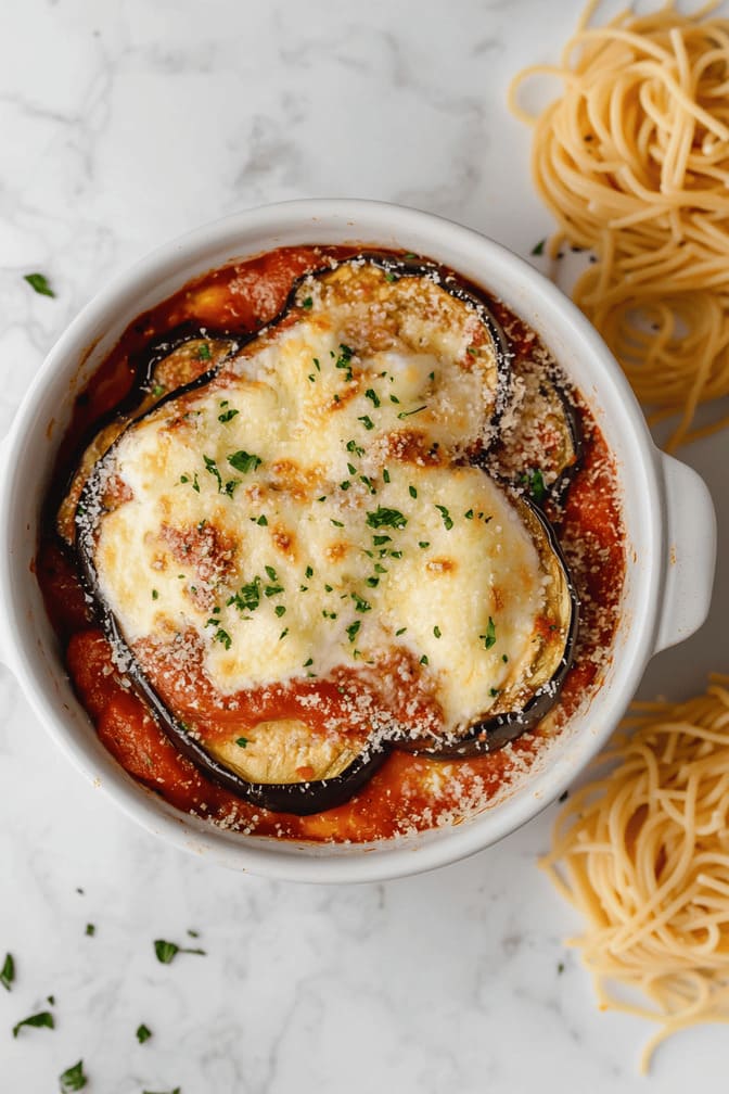 Eggplant Parmesan with Whole Wheat Pasta - for picky eaters