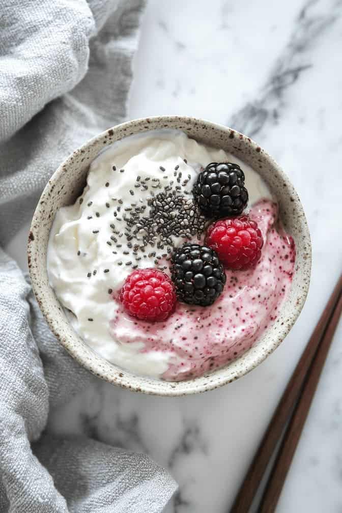 Greek Yogurt with Berries and Chia Seeds - Breakfast ideas during pregnancy