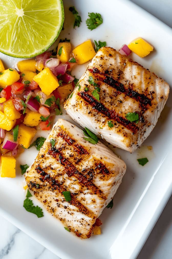 Grilled Mahi-Mahi with Mango Salsa - low carb recipe for gestational diabetics