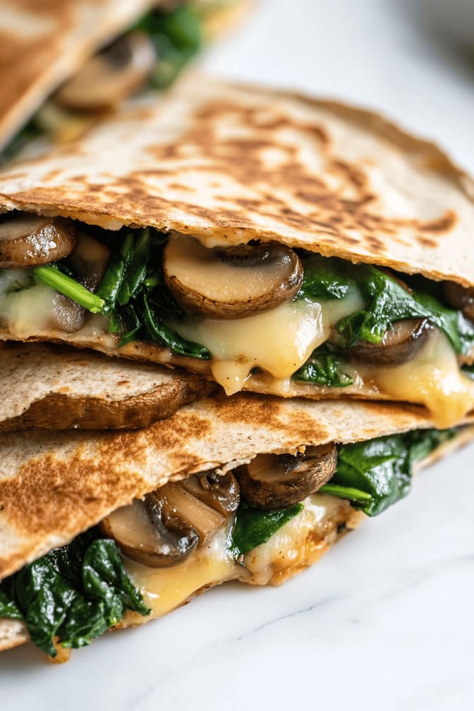 Mushroom and Spinach Quesadilla with Whole Wheat Tortilla - recipe for GDM mothers