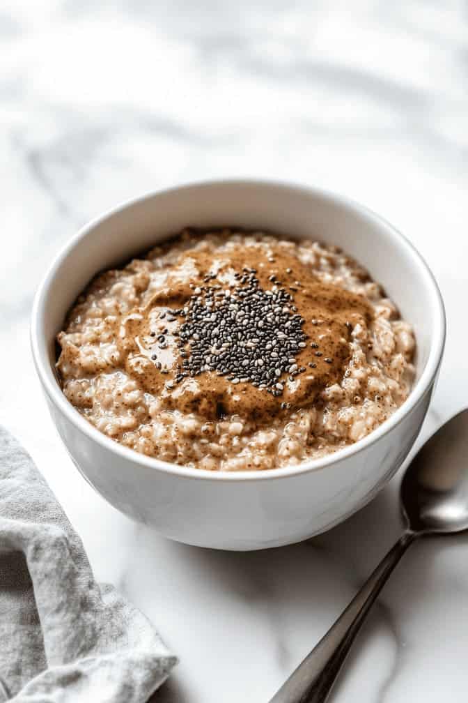 Oatmeal with Almond Butter and Chia Seeds - evening snack recipe