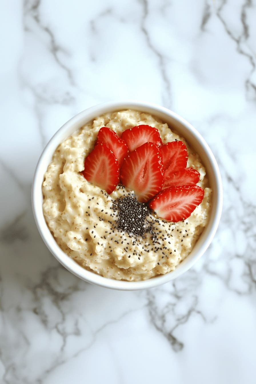 Oatmeal with Chia Seeds, Strawberries and Protein Powder