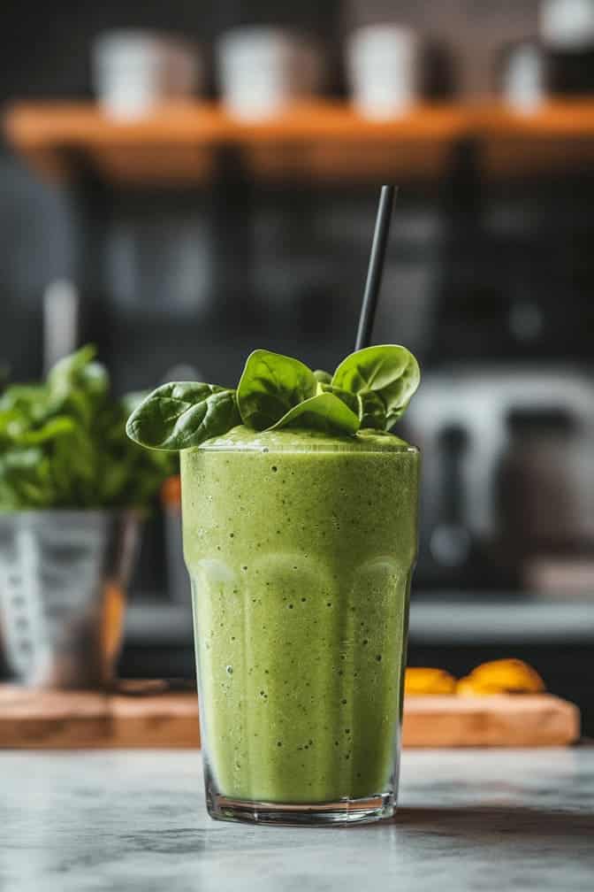 Protein Smoothie with Spinach, Avocado, and Almond Milk - easy breakfast options for pregnancy diabetes with no eggs