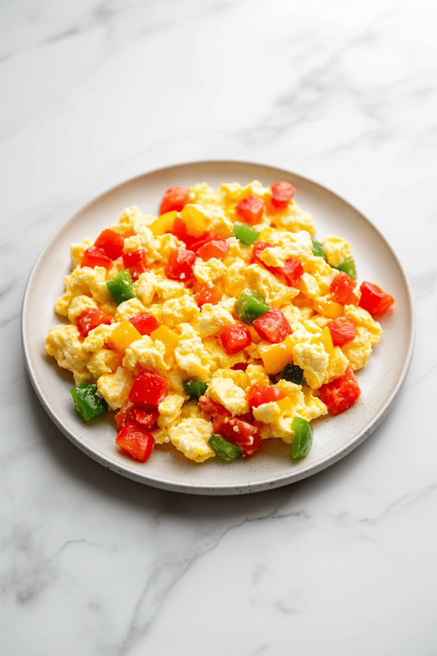 Scrambled Eggs with Tomatoes and Bell Peppers