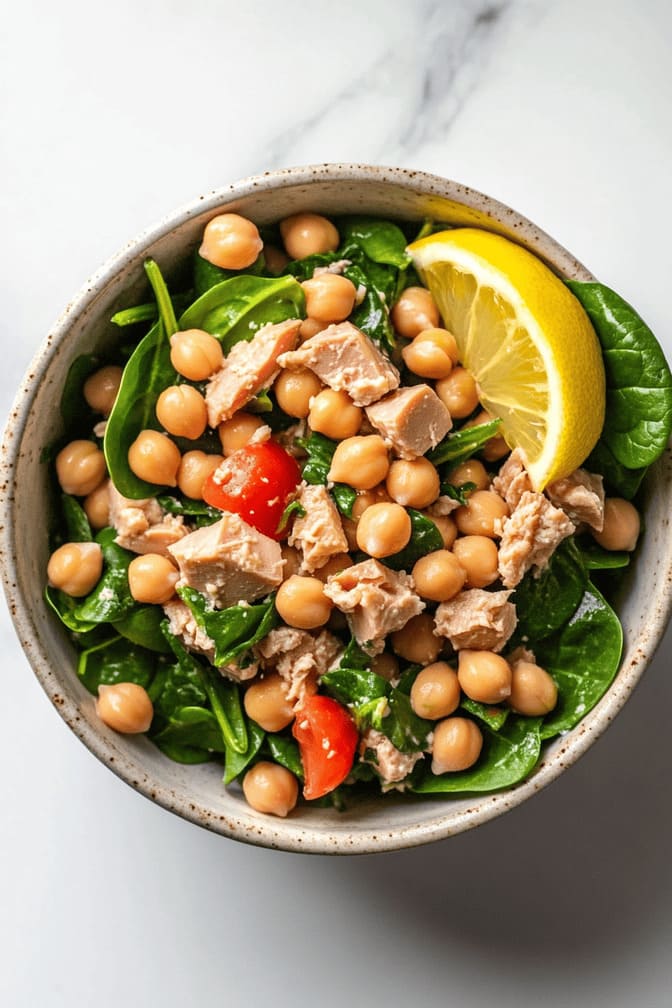 Tuna Salad with Chickpeas and Spinach