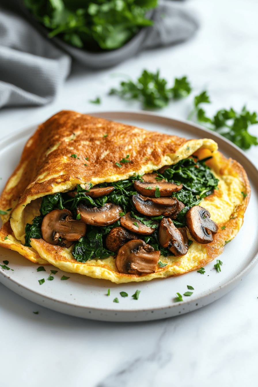 Veggie Omelette with Spinach and Mushrooms recipe for Gestational Diabetes