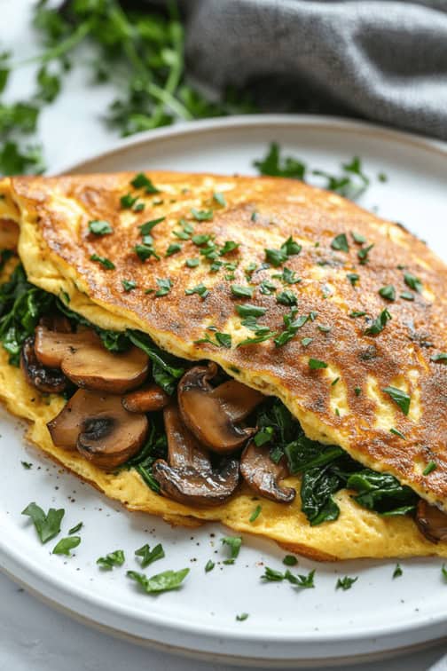 Veggie Omelette with Spinach and Mushrooms recipe for Gestational Diabetes