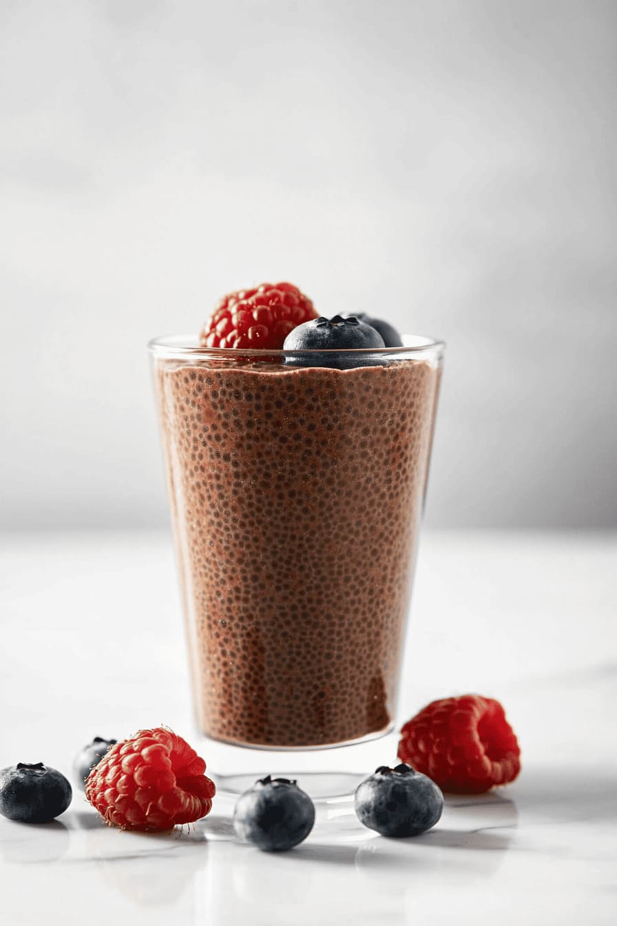 Healthy 3-Ingredient Chocolate Protein Chia Seed Pudding as Easy Gestational diabetes breakfast recipes