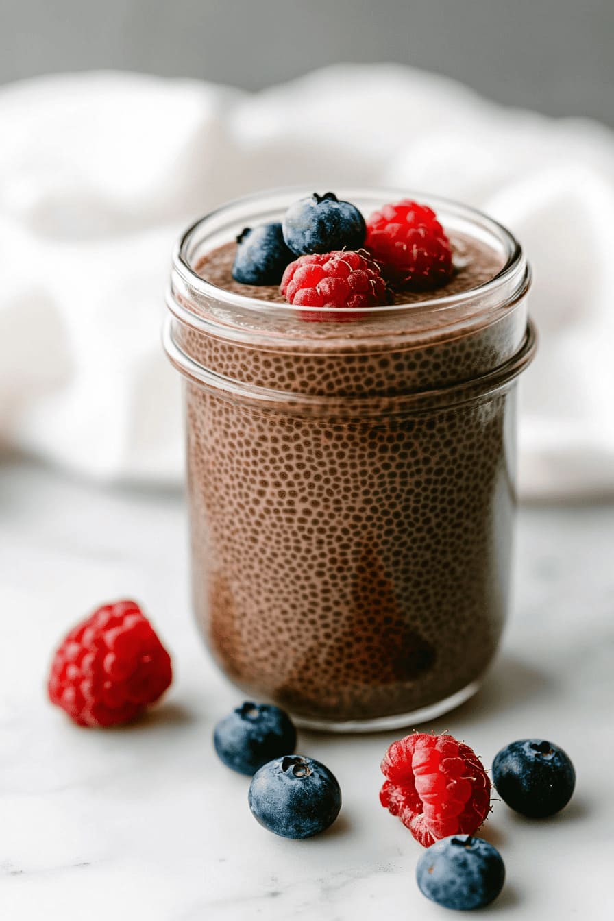 Healthy 3-Ingredient Chocolate Protein Chia Seed Pudding as Easy Gestational diabetes breakfast recipes