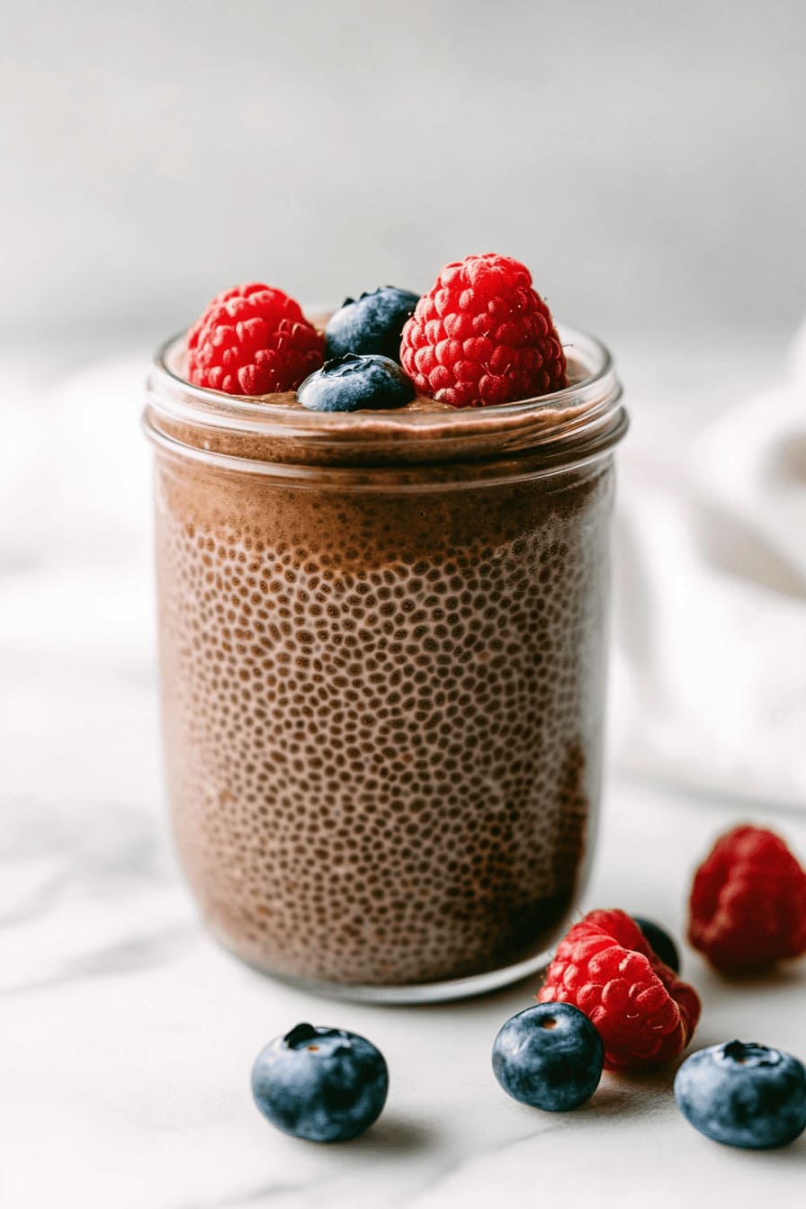 Healthy 3-Ingredient Chocolate Protein Chia Seed Pudding as Easy Gestational diabetes breakfast recipes