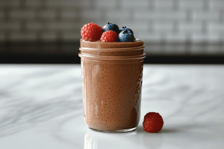 Healthy 3-Ingredient Chocolate Protein Chia Seed Pudding as Easy Gestational diabetes breakfast recipes