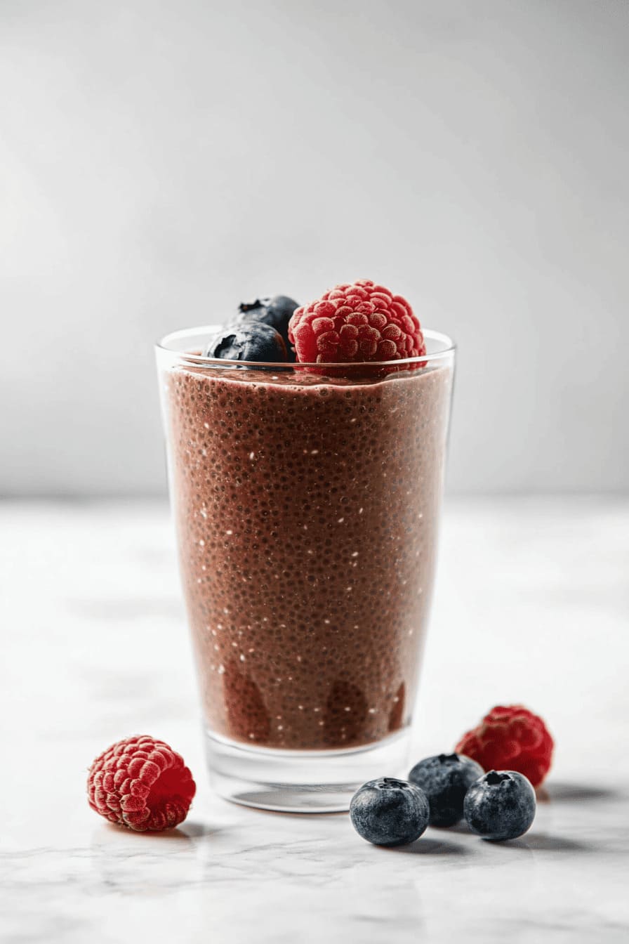 Healthy 3-Ingredient Chocolate Protein Chia Seed Pudding as Easy Gestational diabetes breakfast recipes