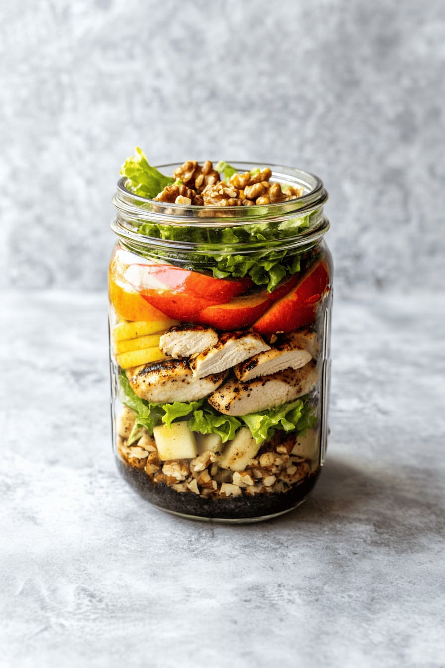 Apple, Walnut, and Chicken Jar Salad