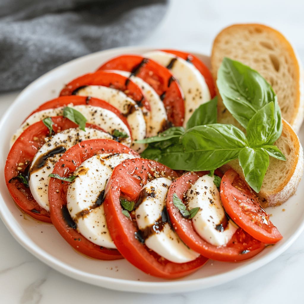 Low carb salad recipe for Caprese Salad with Fresh Mozzarella and Basil