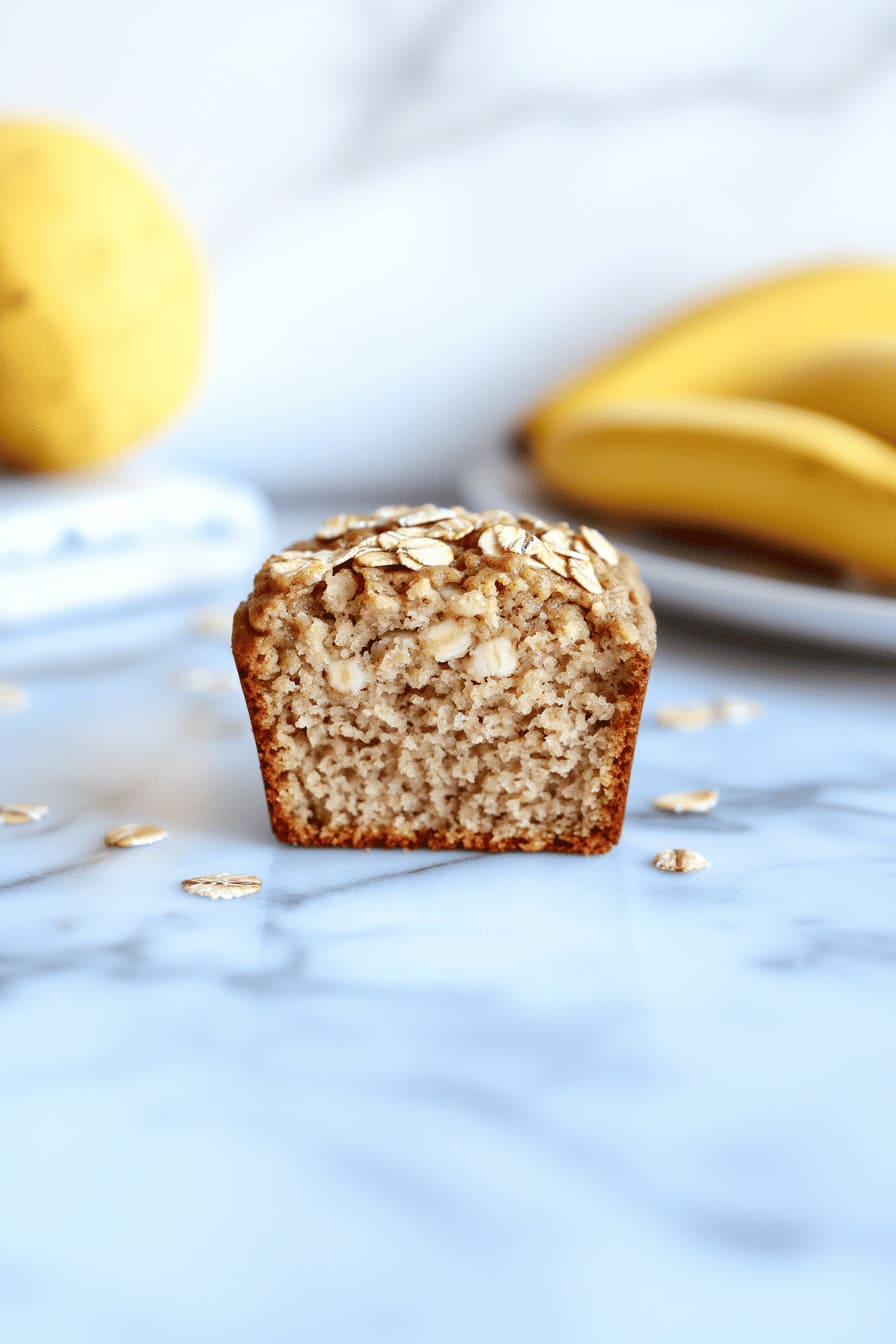 Cross sectional view of No Sugar and Easy 3-Ingredient Banana Oatmeal Muffins as gestational diabetes breakfast recipes