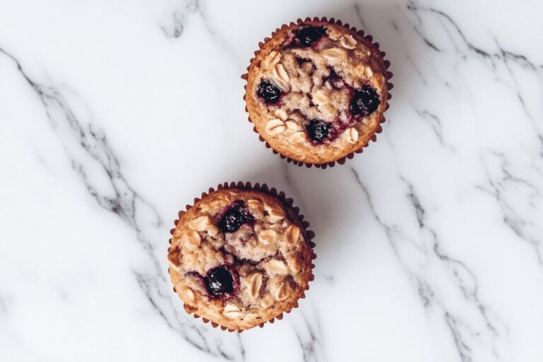 No Flour and Moist Banana Blackberry Oatmeal Muffin - perfect as gestational diabetes breakfast recipes