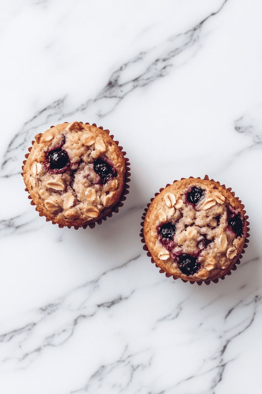 No Flour and Moist Banana Blackberry Oatmeal Muffin - perfect as gestational diabetes breakfast recipes