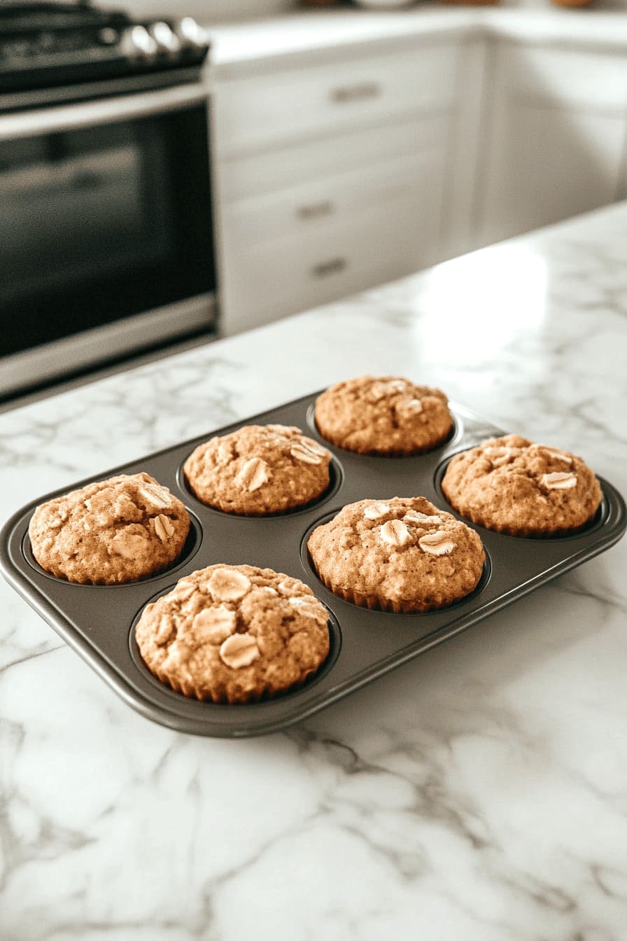 Freshly baked banana oatmeal muffins