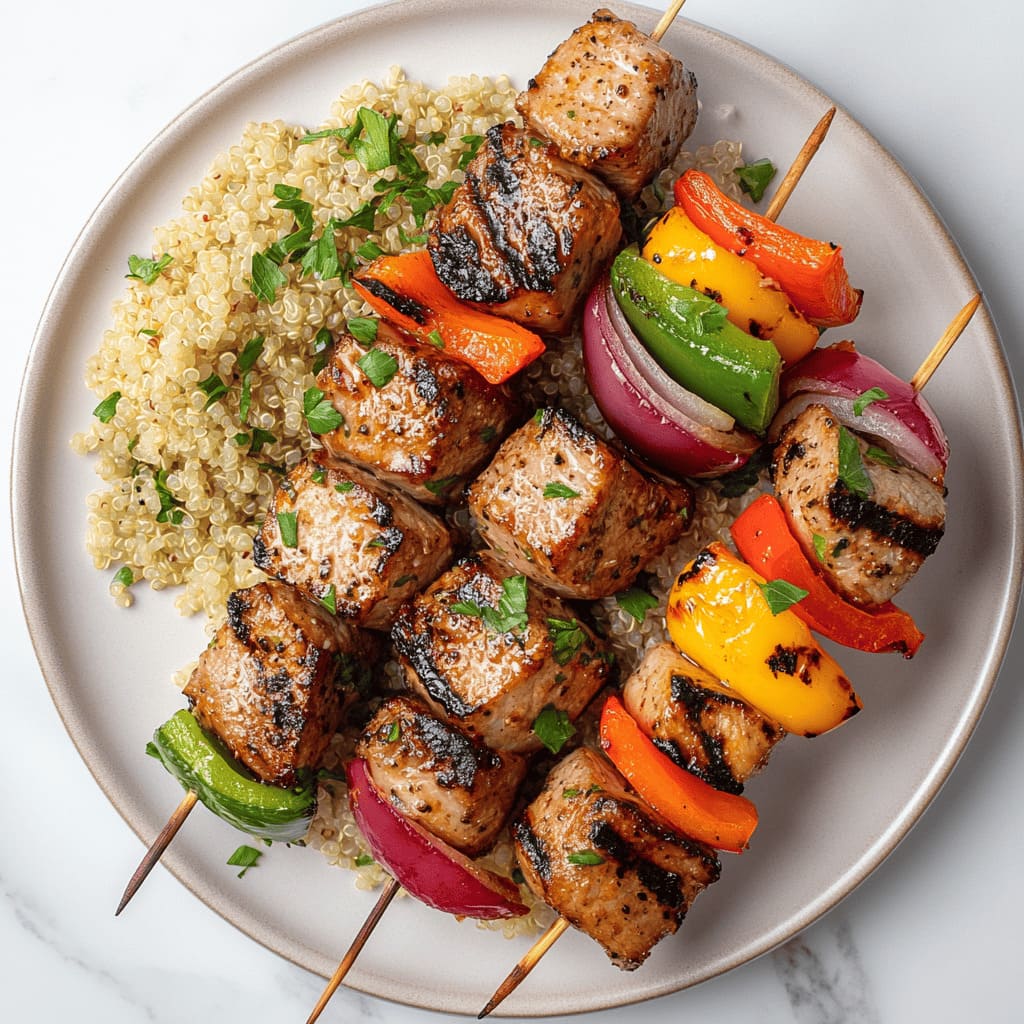 Grilled Pork Skewers with Veggies - low carb gdm lunch recipe