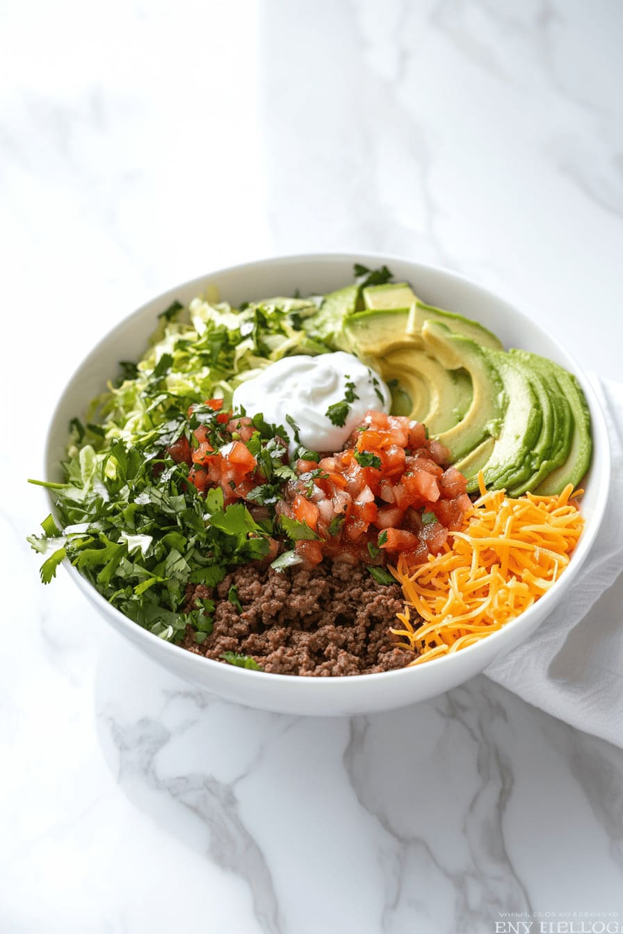 Lean Beef Taco Salad with Avocado and Salsa