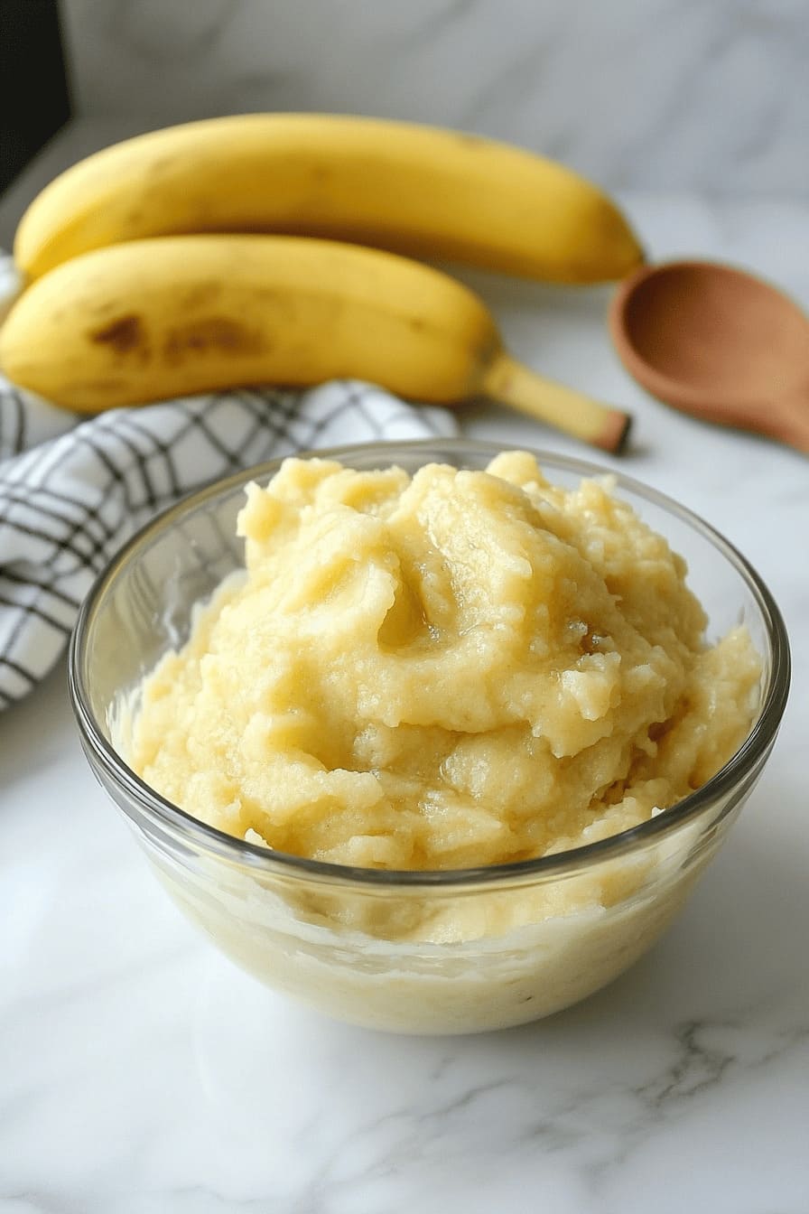 Mashing and mixing 2 bananas into a paste