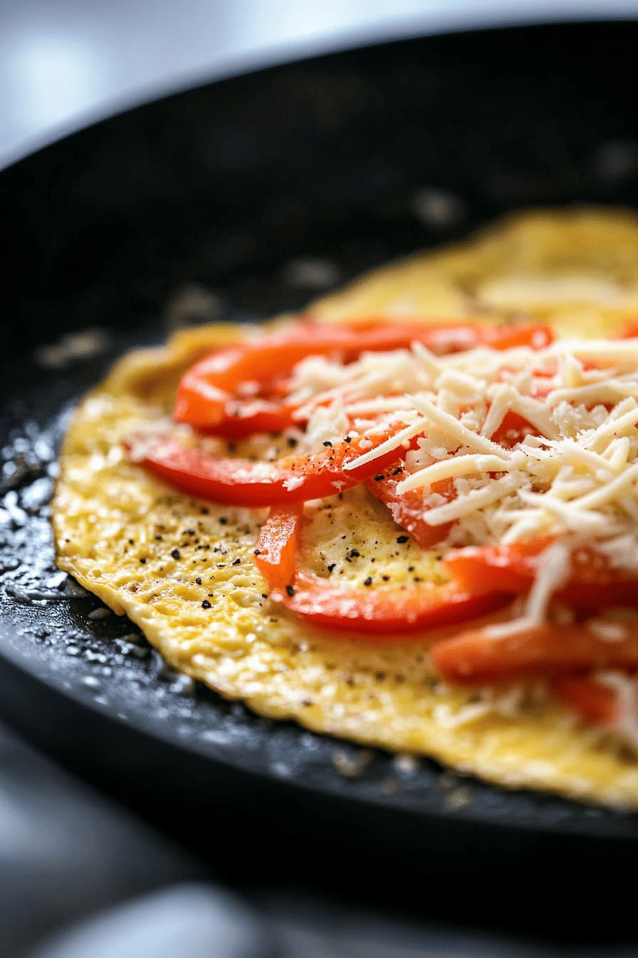 The process of cooking an omelette