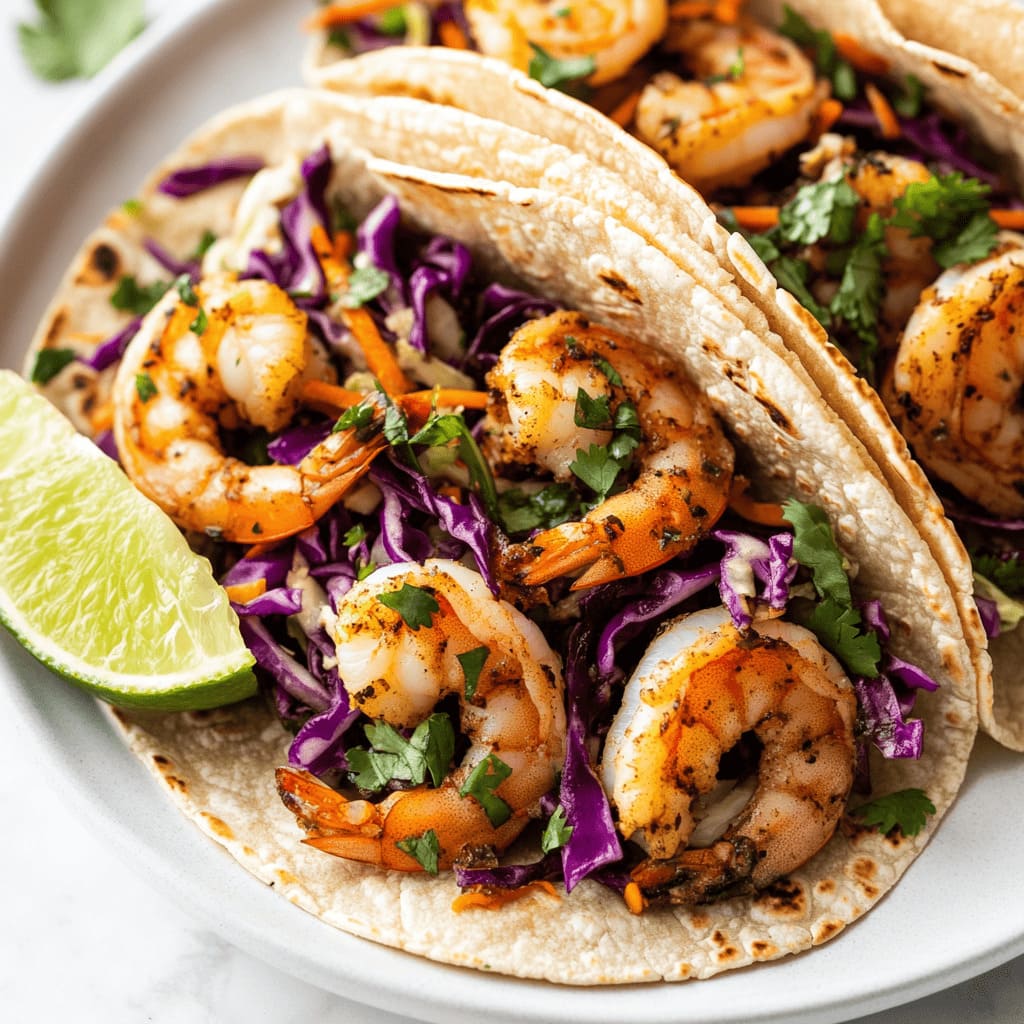 Shrimp Tacos with Cabbage Slaw - easy gestational diabetes lunch recipe for picky eaters