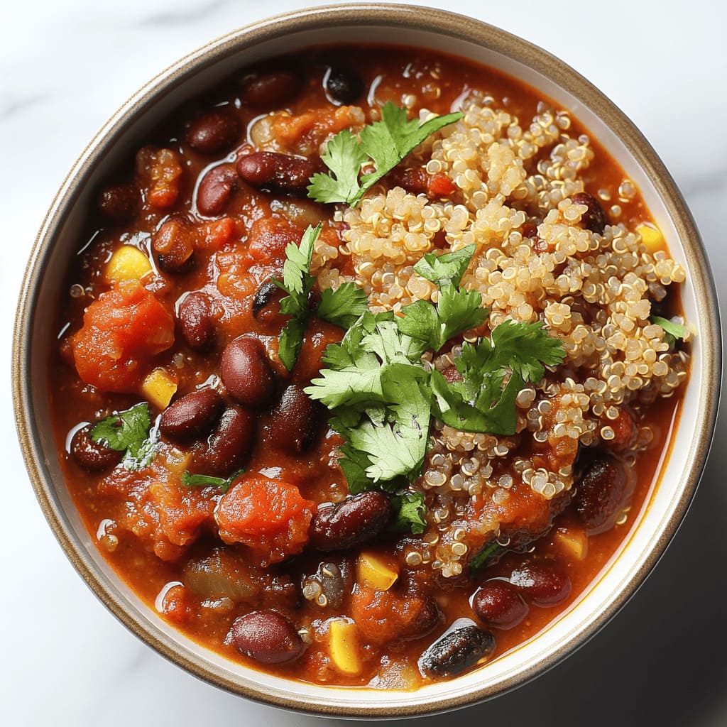 Vegan Chili with Kidney Beans and Quinoa - healthy GDM lunch ideas for GDM moms