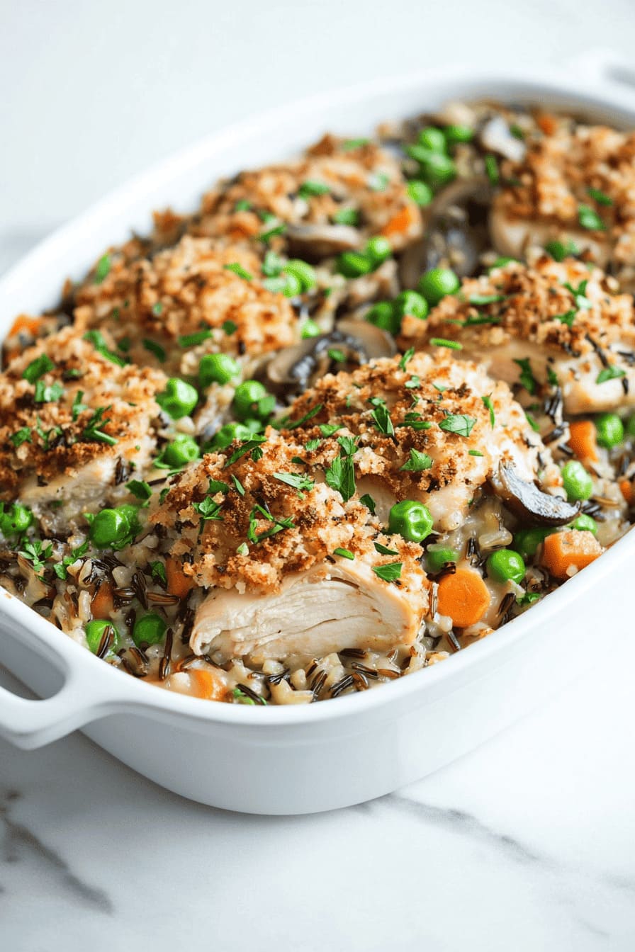 Wild Rice and Chicken Casserole - - a low carb sugar-free rice alternative for diabetics