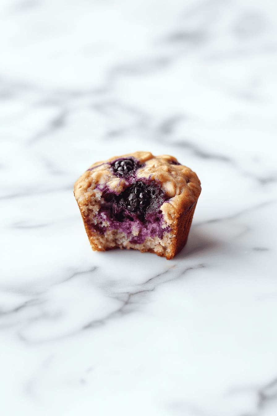 No Flour and Moist Banana Blackberry Oatmeal Muffin - perfect as gestational diabetes breakfast recipes