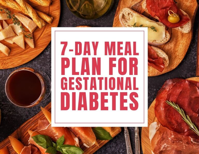 7-Days Meal Plan for Gestational Diabetes Printable PDF during pregnancy