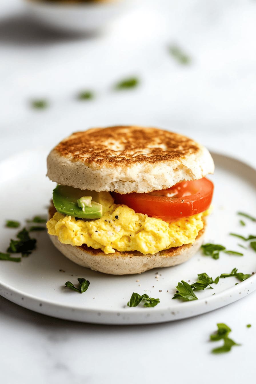 English Muffin Egg Sandwich - easy and healthy breakfast ideas for pregnant women