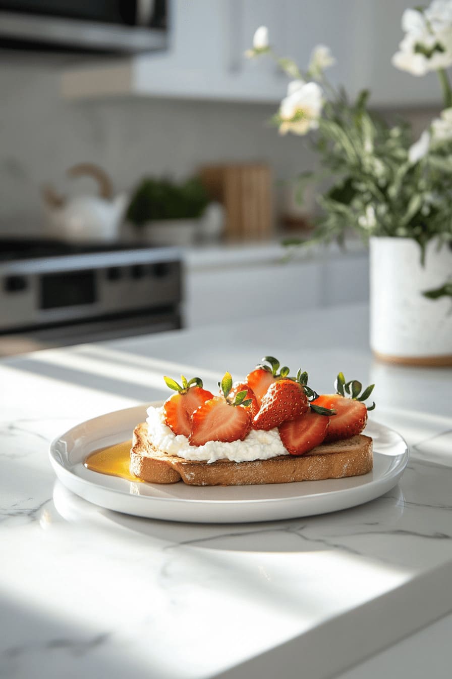 Ricotta Toast with Strawberries  - easy and healthy breakfast ideas for pregnant women