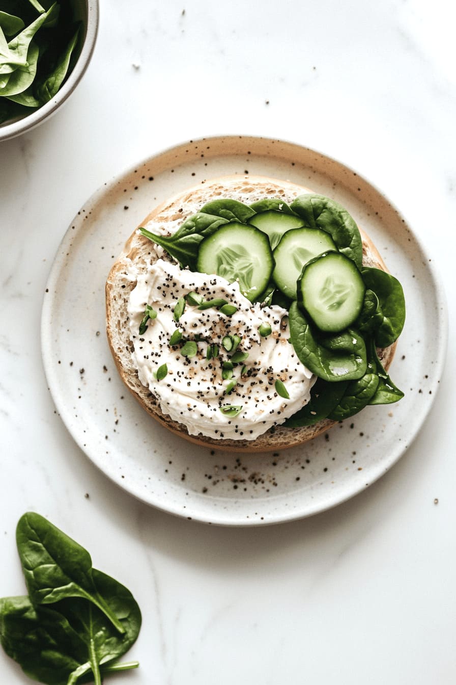 Veggie Bagel Sandwich - easy and healthy breakfast ideas for pregnant women