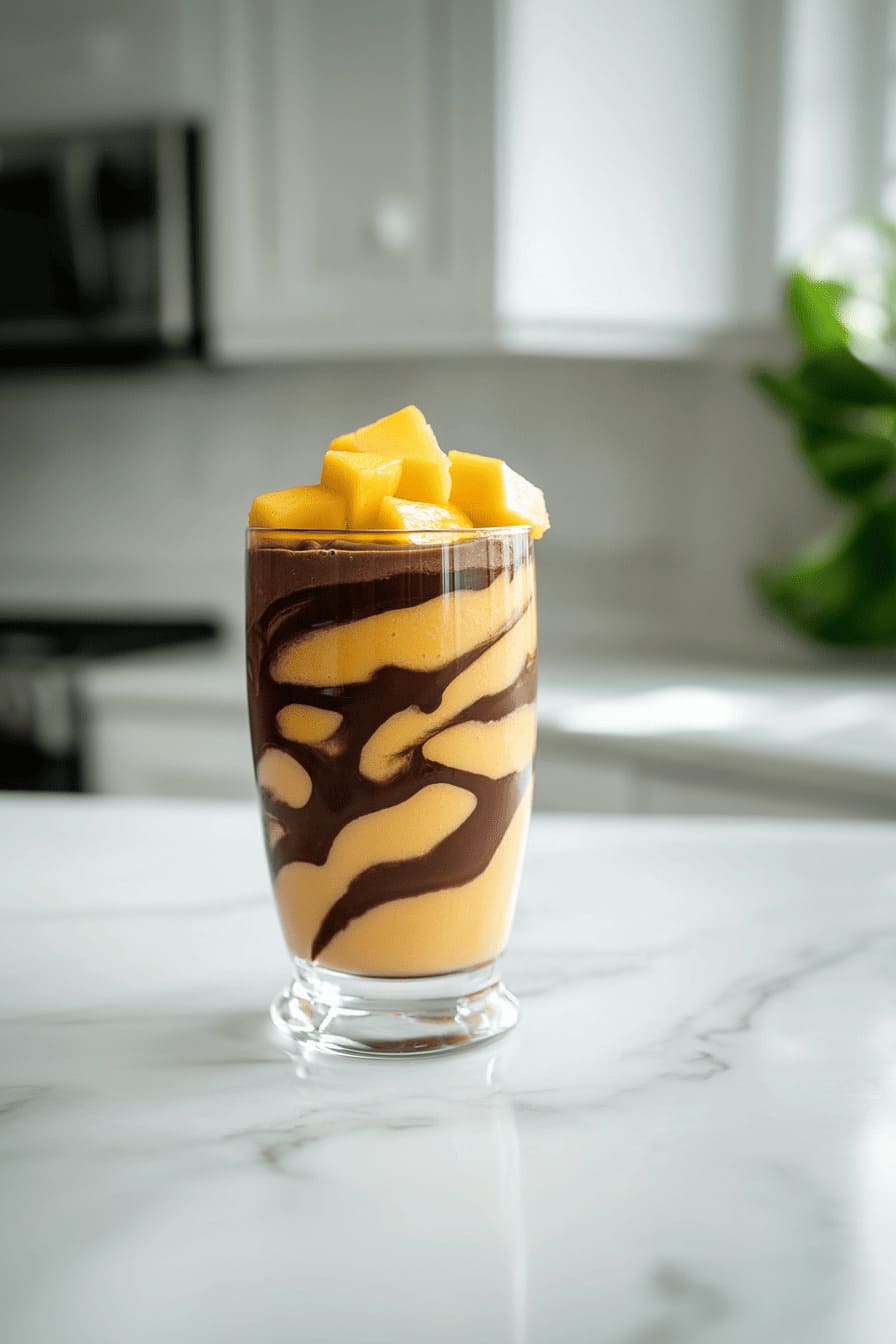 Dark Chocolate Mango Almond Smoothie