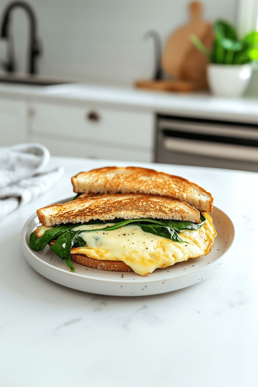 Spinach & Cheese Omelet with Whole-Grain Toast - foods with high iron for pregnancy