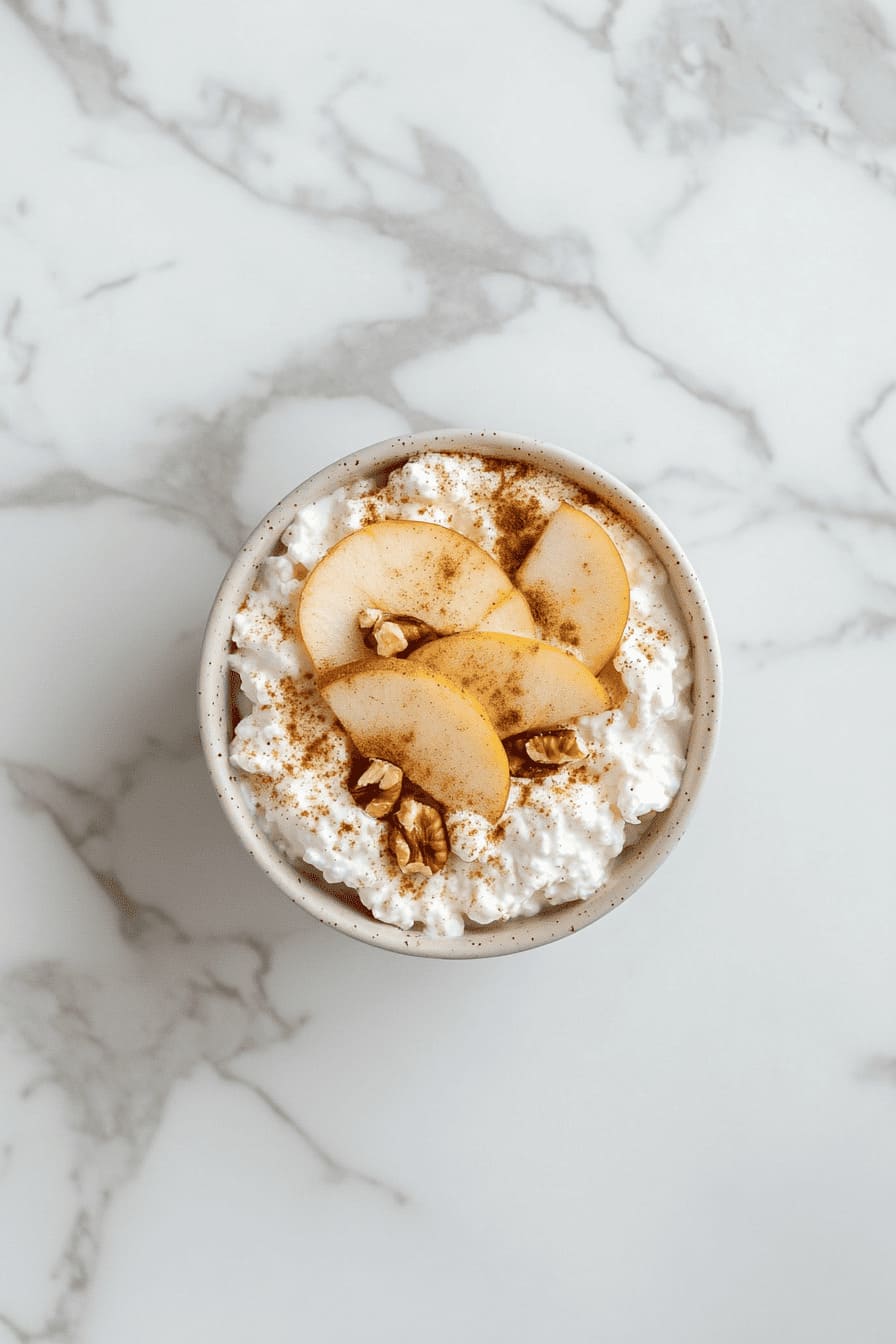 Apple Slices + Cottage Cheese + Crushed Walnuts - quick breakfast ideas for diabetics