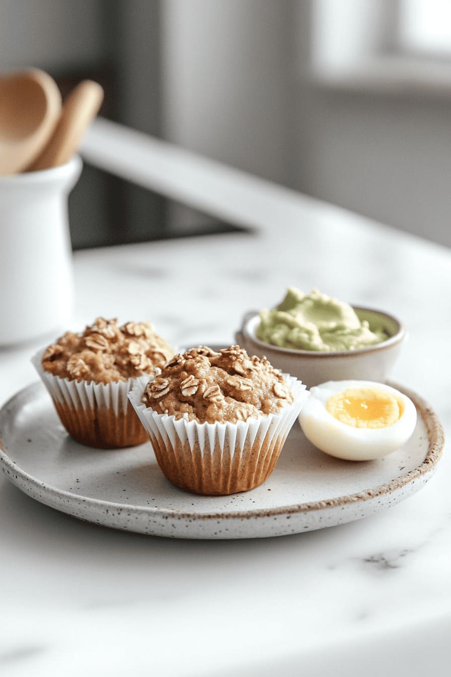 Banana Oatmeal Muffins with Boiled Egg - easy breakfast ideas for diabetics