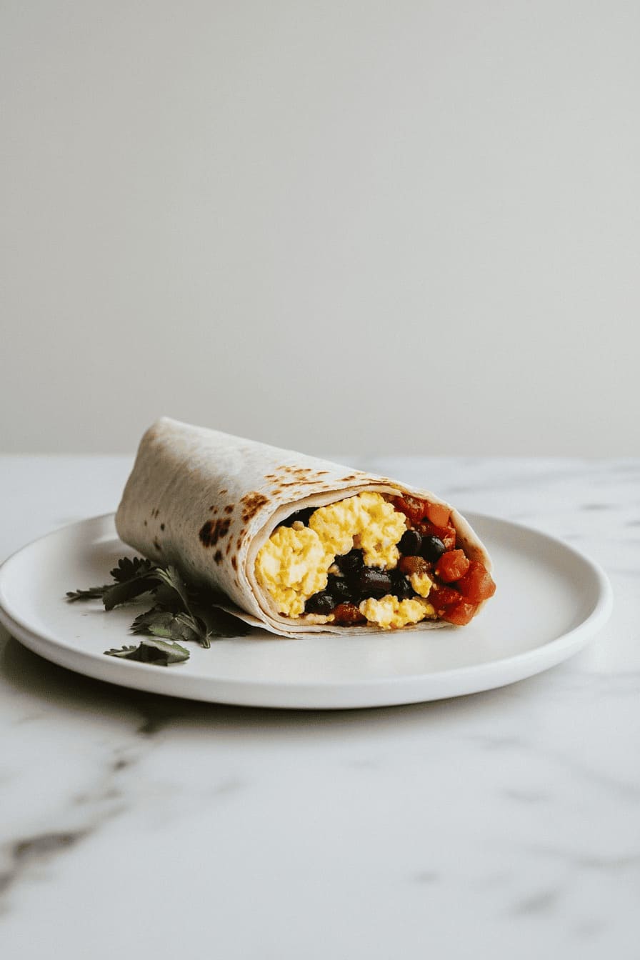 Breakfast Burrito with Beans and Eggs