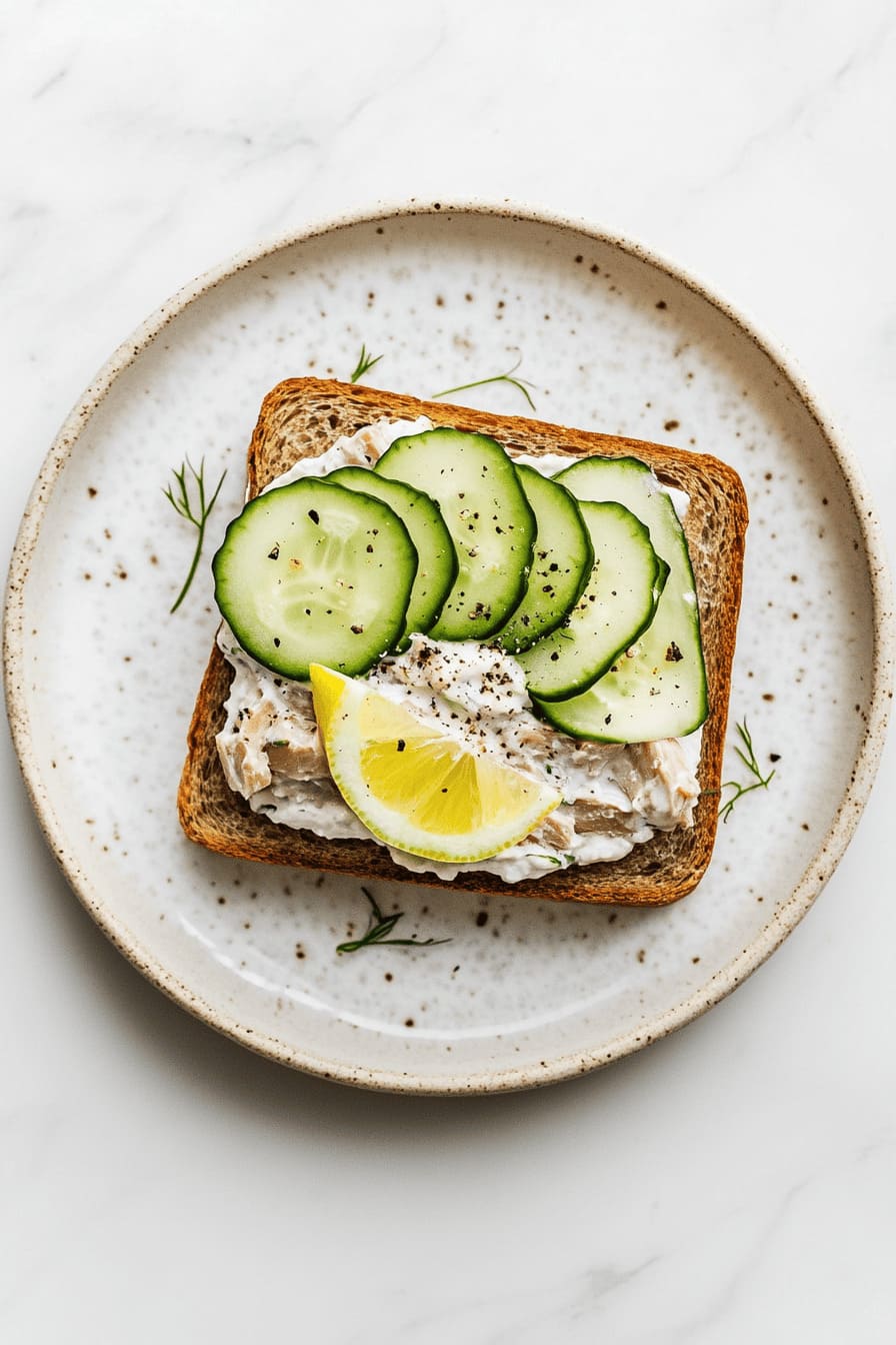 Tuna on Rye Toast + Cucumber Slices - easy breakfast ideas for diabetics