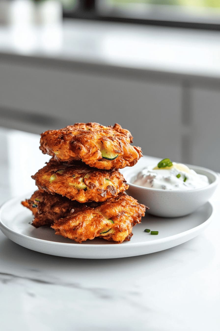 Zucchini Fritters + Yogurt Dip - low carb breakfast ideas for diabetics