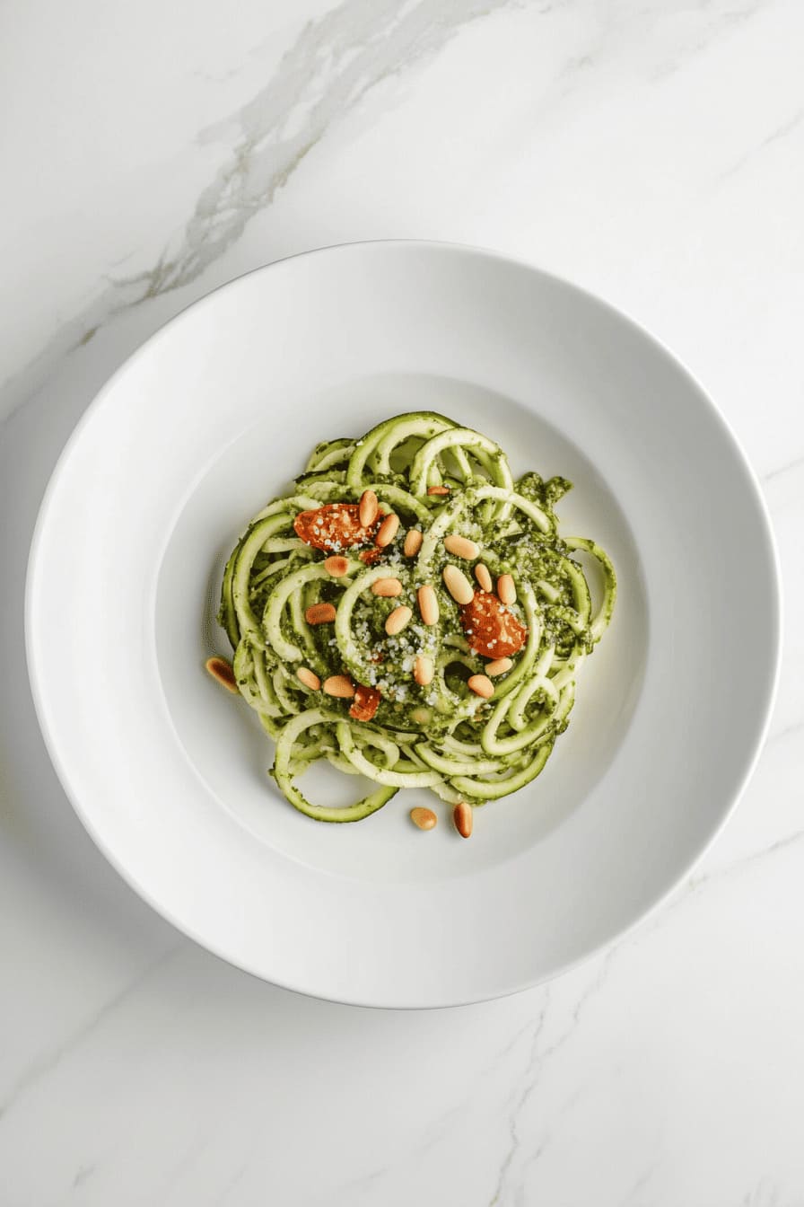 Zucchini Noodles with Vegan Pesto - low carb breakfast ideas for diabetics