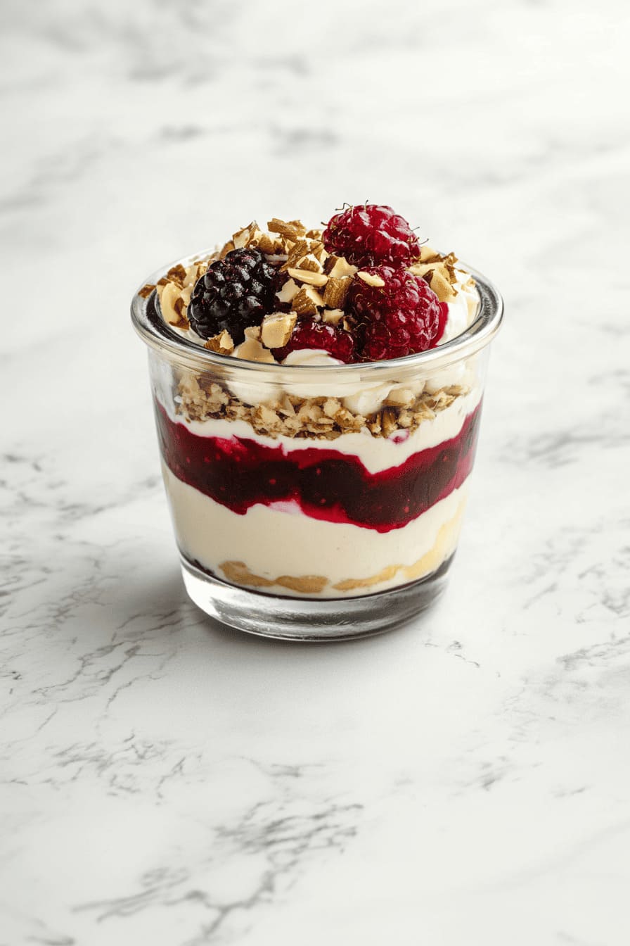 Greek yogurt parfait with fresh berries and nuts