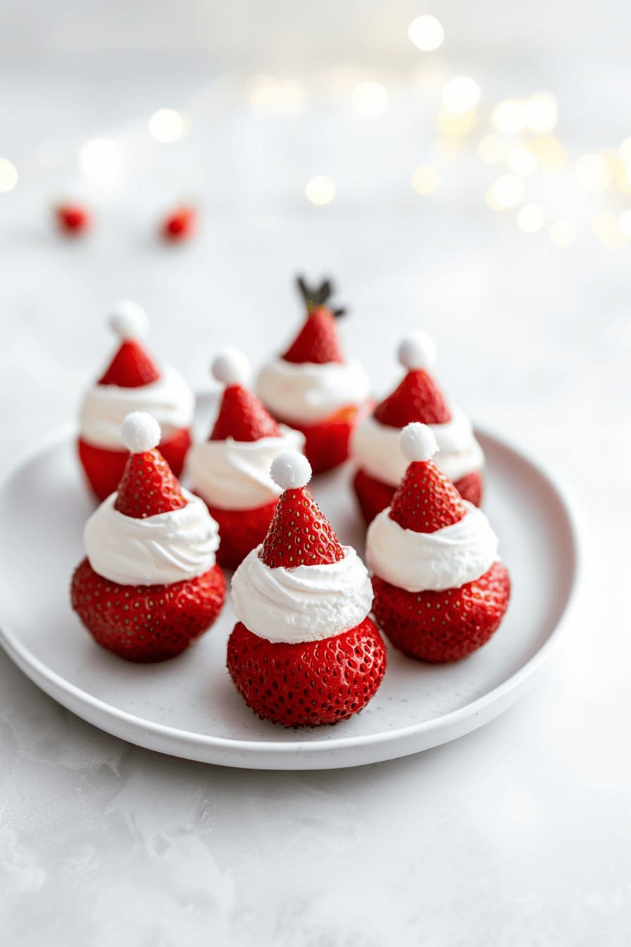 Strawberry santa hats - easy no bake desserts for diabetics