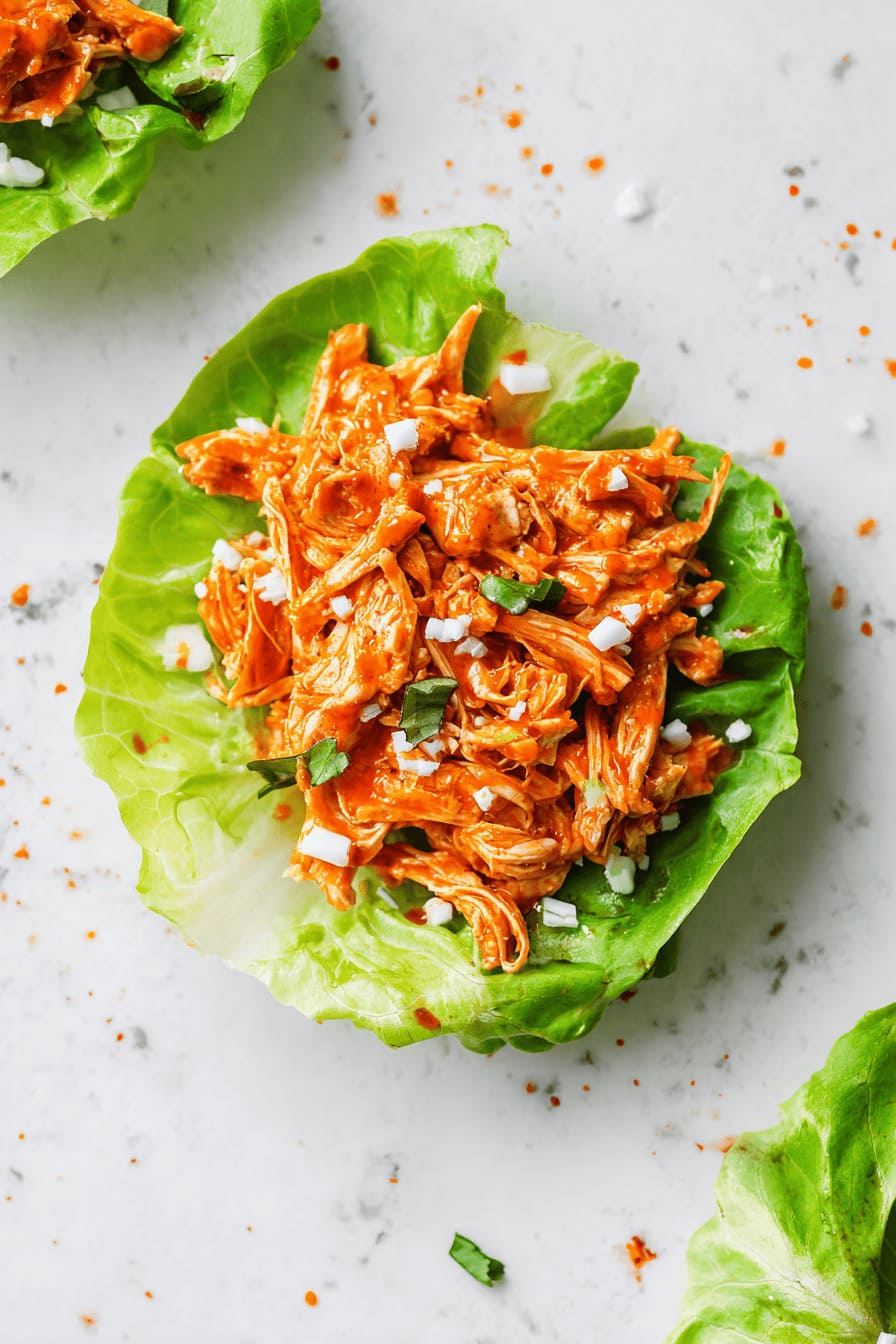 Buffalo Chicken Lettuce Wraps - healthy crockpot meals for diabetics
