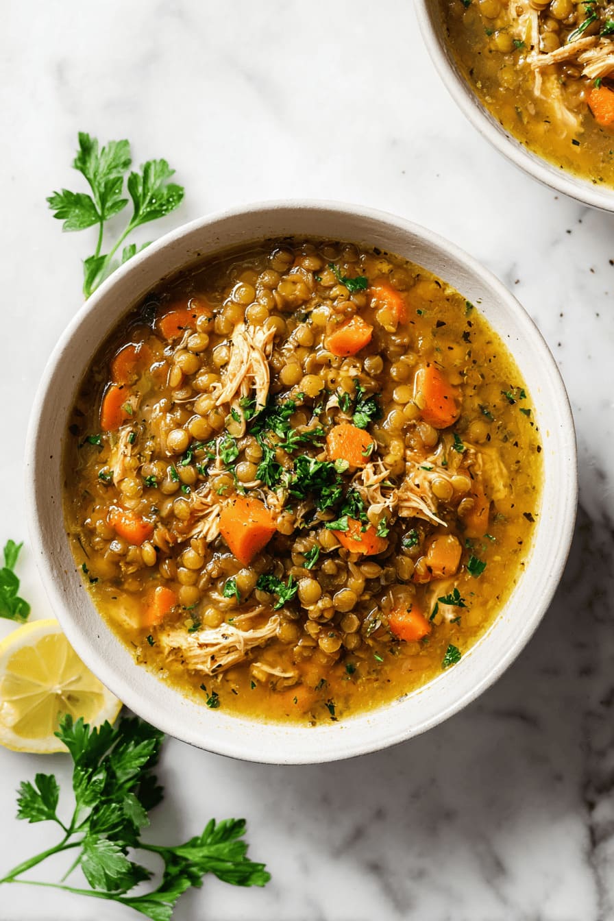 Chicken & Lentil Soup - healthy crockpot meals for diabetics
