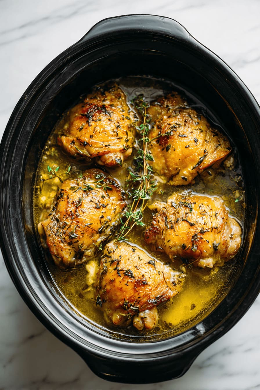 Lemon Garlic Chicken Thighs - easy crockpot meals for diabetics